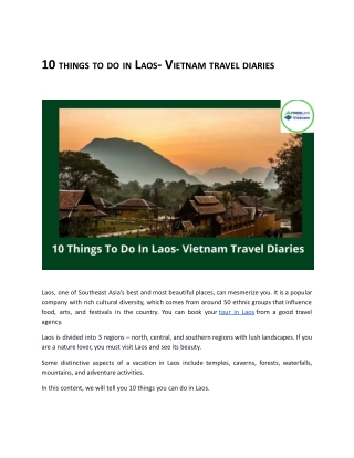 10 Things To Do In Laos Vietnam Travel Diaries