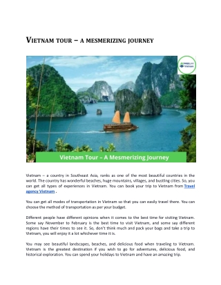 Vietnam tour a mesmerizing journey