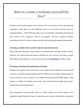 How to create a website yourself for free