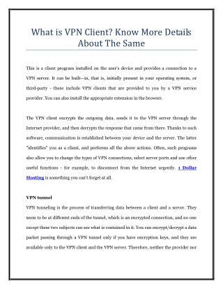 What is VPN Client  Know More Details About The Same