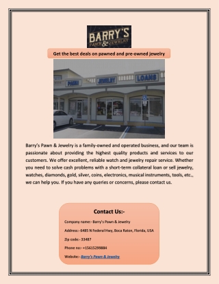 Get the best deals on pawned and pre-owned jewelry