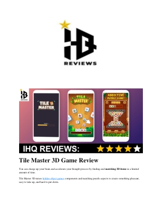 Tile Master 3D Game Review