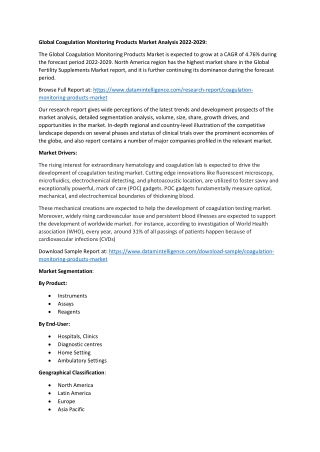 Global Coagulation Monitoring Products Market Share Growth Analysis 2022-2029