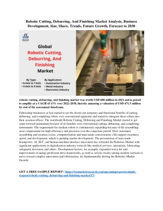 Robotic Cutting, Deburring, And Finishing Market