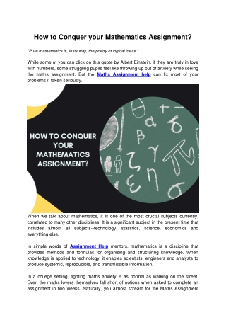 How to Conquer your Mathematics Assignment