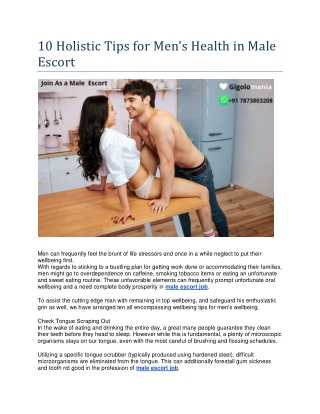 10 Holistic Tips for Men's Health in Male Escort