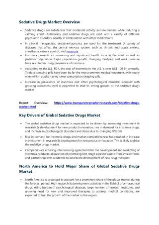 Sedative Drugs Market