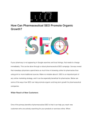 How Can Pharmaceutical SEO Promote Organic Growth?