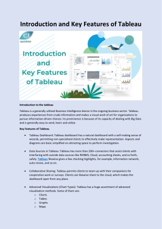 Introduction and Key Features of Tableau