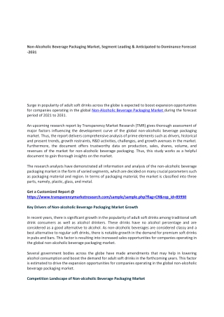 Non-Alcoholic Beverage Packaging Market Till 2031