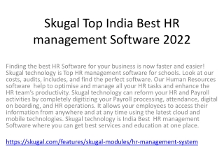 Skugal Top India Best HR management Software 2022