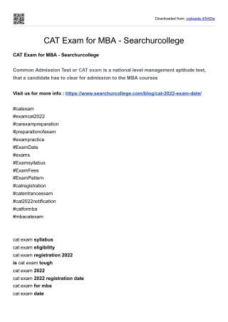 CAT Exam for MBA - Searchurcollege