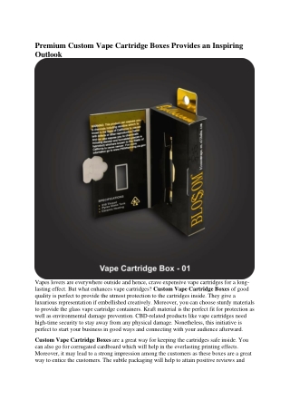 Premium Custom Vape Cartridge Boxes Provides an Inspiring Outlook