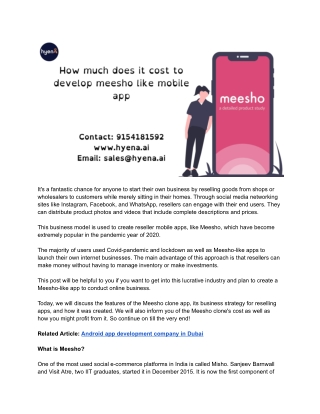How much does it cost to develop meesho like mobile app