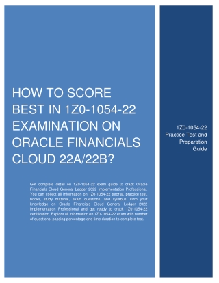 How to Score Best in 1Z0-1054-22 Examination on Oracle Financials Cloud 22A/22B?