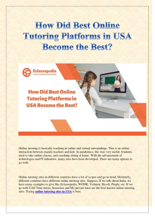 How Did Best Online Tutoring Platforms in USA Become the Best?