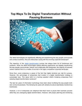 Top Ways To Do Digital Transformation Without Pausing Business