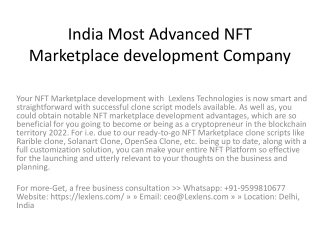 India Most Advanced NFT Marketplace development Company