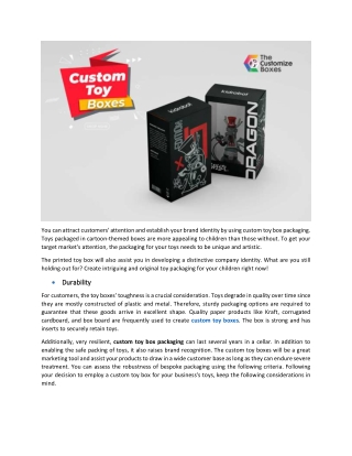 Important Reasons to Choose Custom Toy Boxes