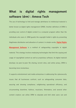 DIGITAL RIGHTS MANAGEMENT SOFTWARE LIMITS CONTENT TO TARGETED AUDIENCES