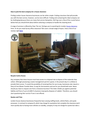 How to pick the best company for a house clearance