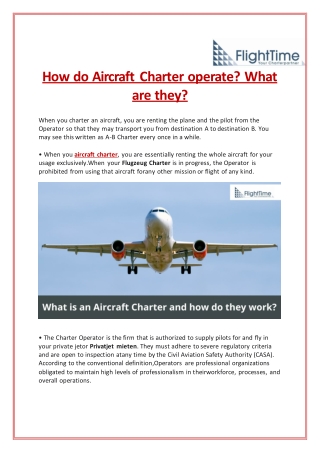 How do Aircraft Charter operate? What are they?