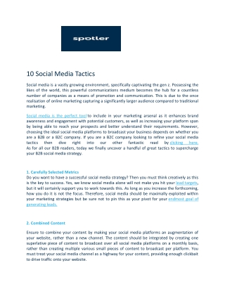 10 Social Media Tactics - Email Marketing Automation Software Spotler
