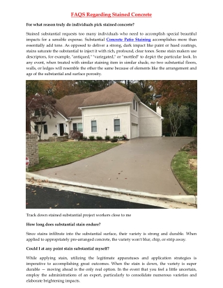 FAQS Regarding Stained Concrete