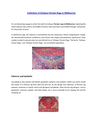 Collection of Antique Persian Rugs in Melbourne