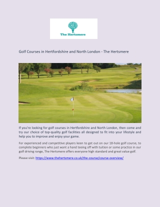 Golf Courses in Hertfordshire and North London - The Hertsmere