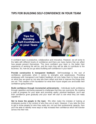 Tips for Building Self-Confidence in Your Team - Volt International