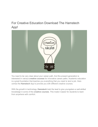 Hamstech App – The Best Choice for Creative Education!