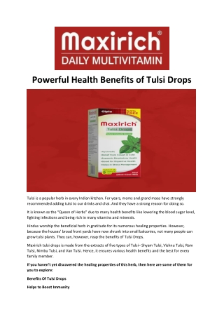 Powerful Health Benefits of Tulsi Drops