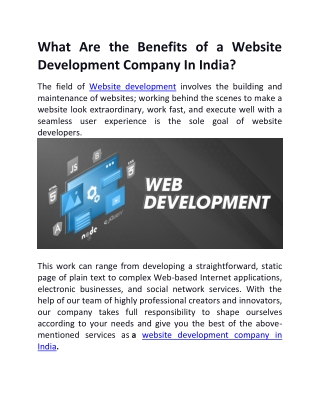 What Are the Benefits of a Website Development Company In India