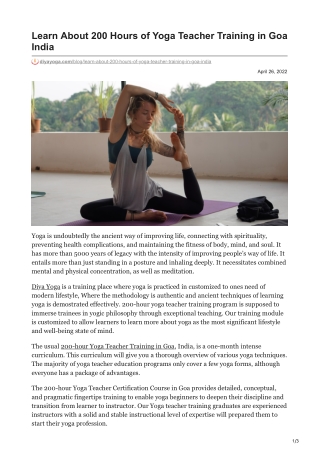 diyayoga.com-Learn About 200 Hours of Yoga Teacher Training in Goa India