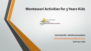 Montessori Activities for 3 Years Kids