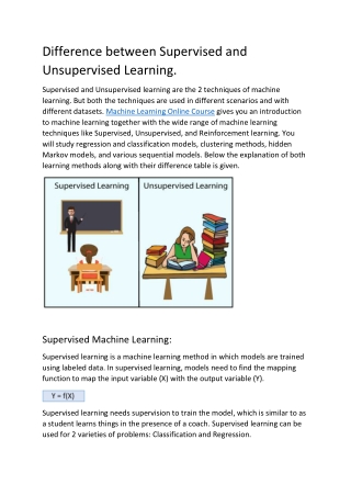Difference between Supervised and Unsupervised Learning