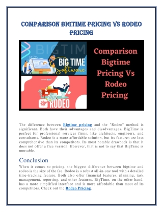 Bigtime Pricing Vs Rodeo Pricing