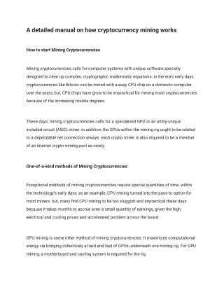 A detailed manual on how cryptocurrency mining works