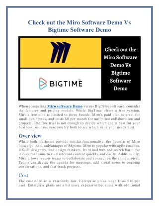 Miro Software Demo Vs Bigtime Software Demo