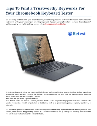 Tips To Find a Trustworthy Keywords For Your Chromebook Keyboard Tester