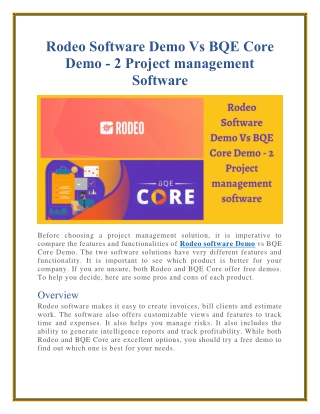 Rodeo Software Demo Vs BQE Core Demo