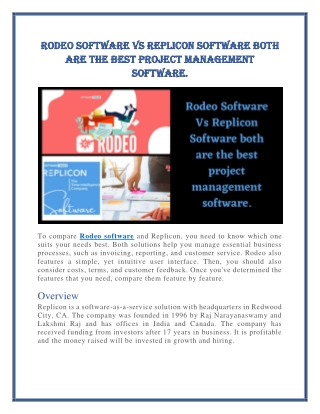 Rodeo Software Vs Replicon Software