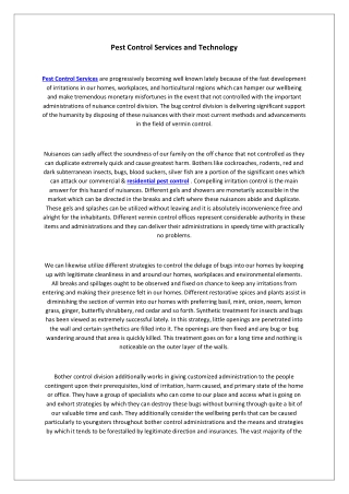 Pest Control Services and Technology