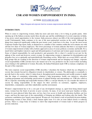 CSR and Women Empowerment in India