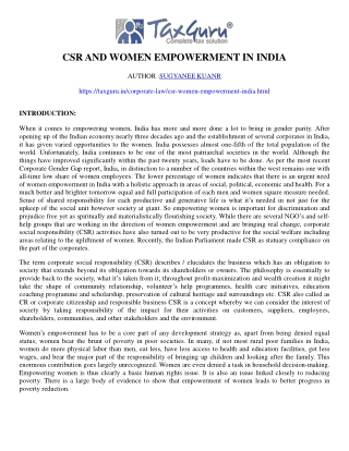 CSR and Women Empowerment in India