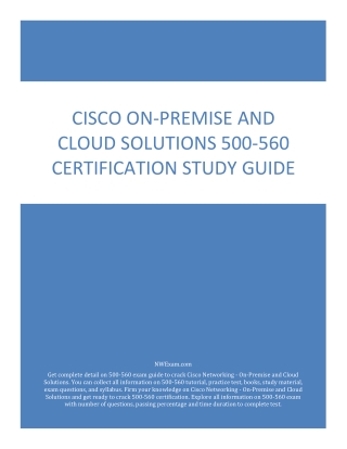 Cisco On-Premise and Cloud Solutions 500-560 Certification Study Guide PDF