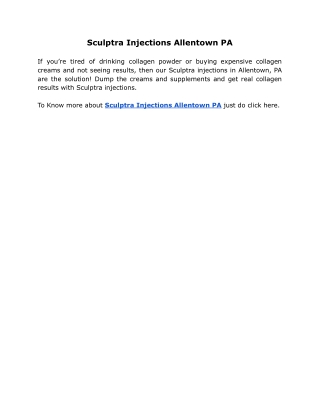Sculptra Injections Allentown PA