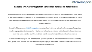 Expedia TAAP API Integration