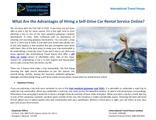 What Are the Advantages of Hiring a Self-Drive Car Rental Service Online?